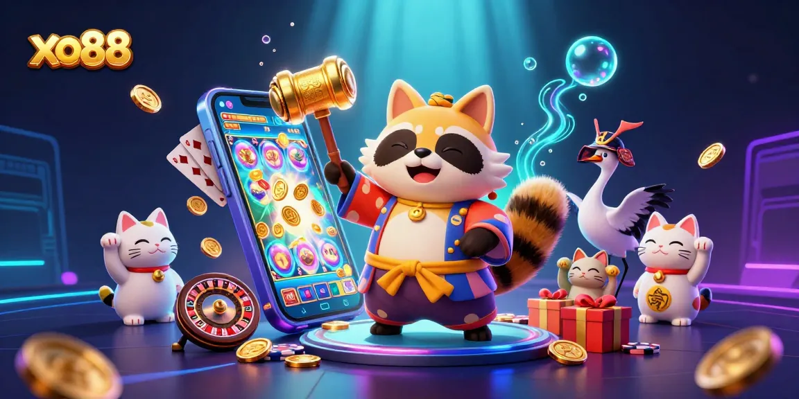 Spin the reels with xo88's vibrant slots showcasing lucky symbols and casino excitement!