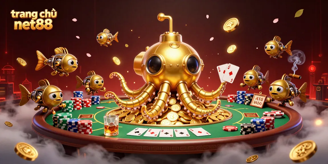 Experience thrilling gameplay at trang chủ net88 with a mesmerizing 3D casino scene featuring a golden kraken.