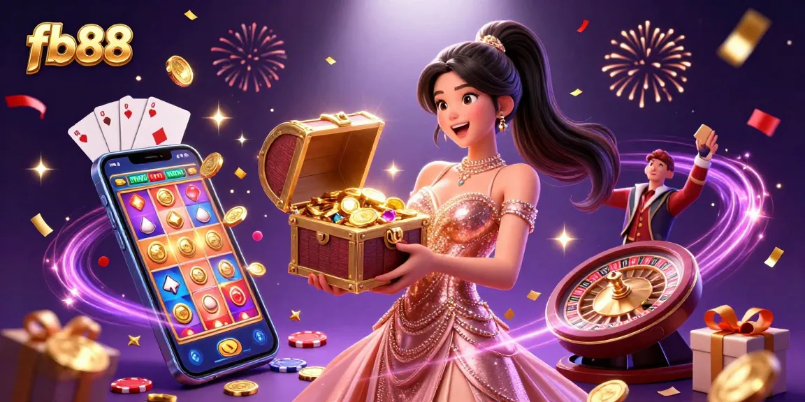 Spin and win at fb88 with vibrant slot games and dazzling treasures overflowing in excitement.