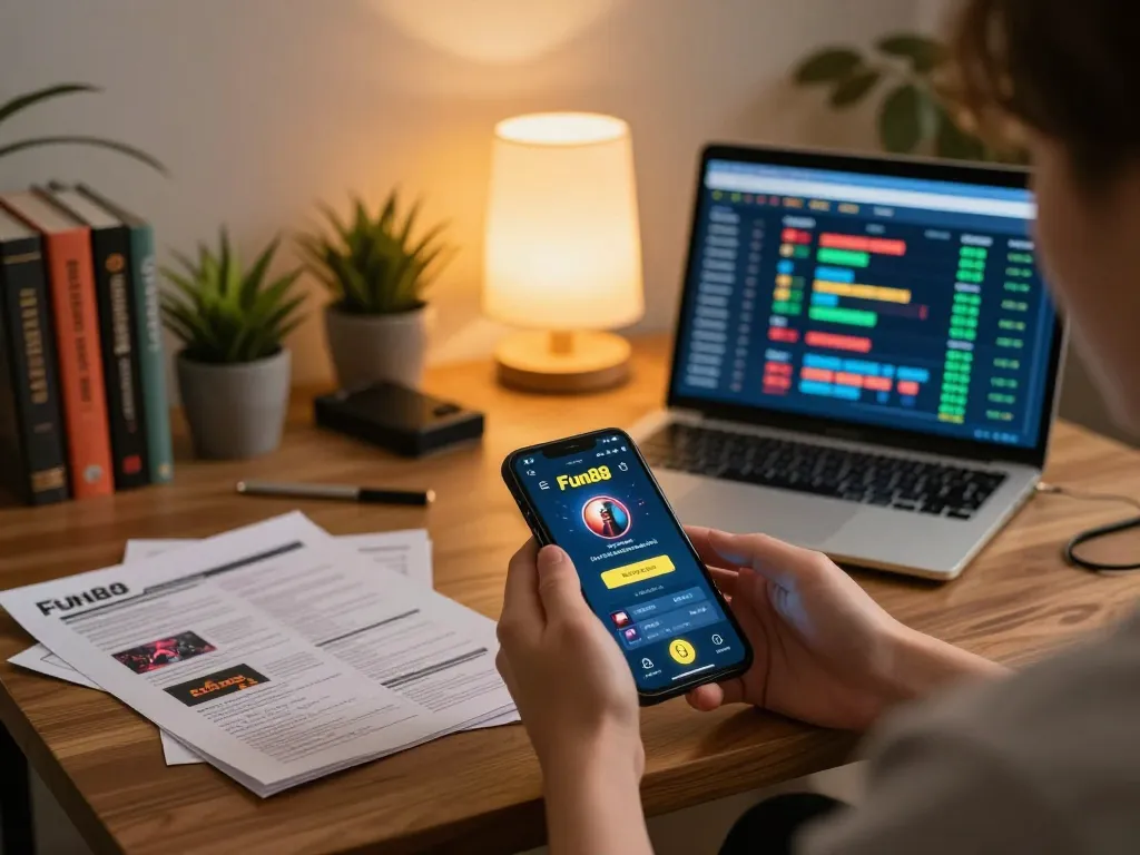 Fun88 online gaming experience on smartphone with strategy notes and relaxed atmosphere