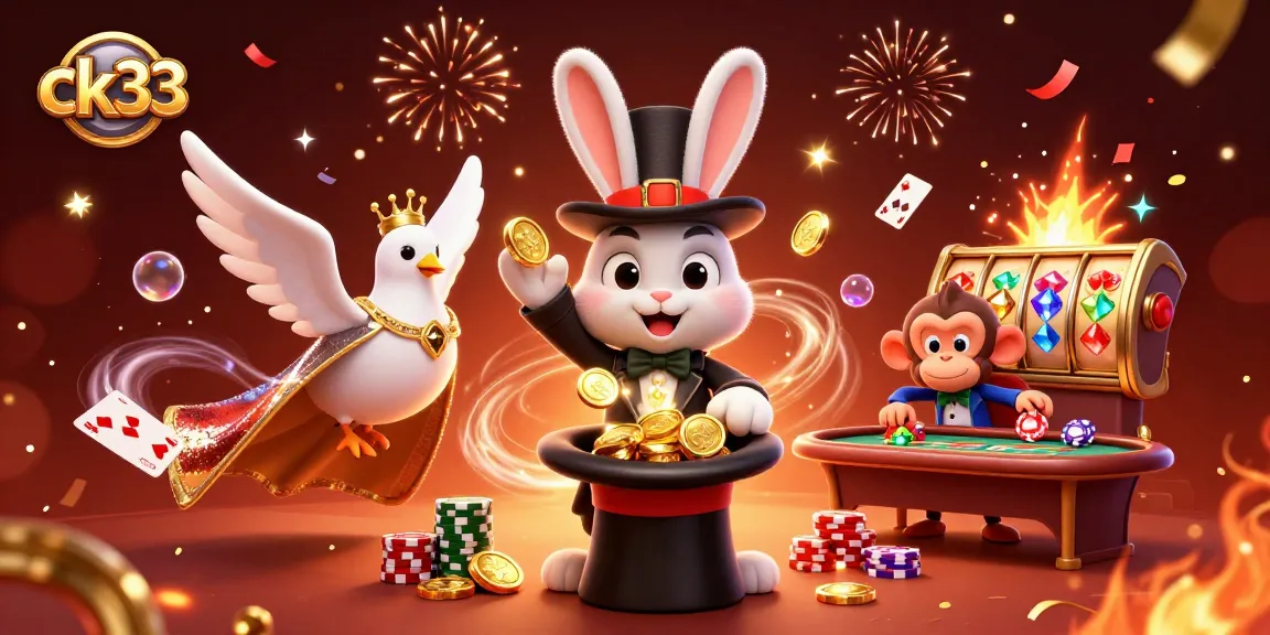 Experience thrilling wins with ck33 as the magician rabbit conjures cash from a poker table.