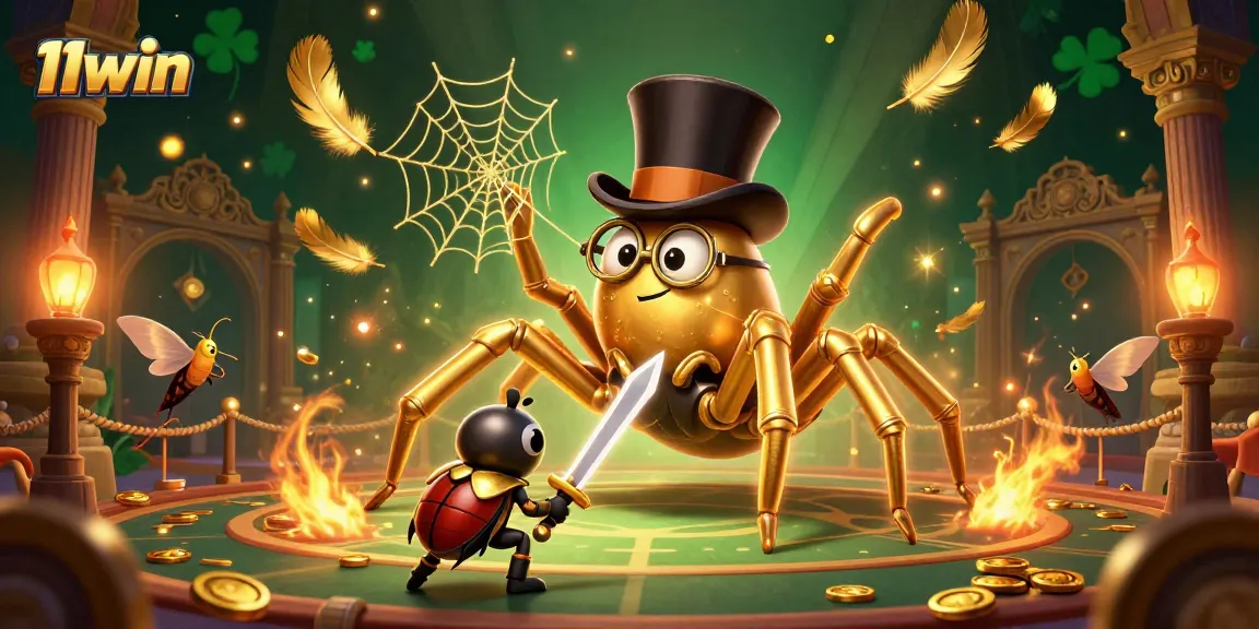 Watch the 11win tarantula masterfully weave casino thrills in a vibrant gaming arena.