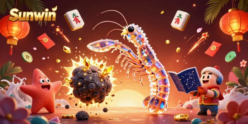 Engage in thrilling gameplay with Sunwin's vibrant 3D casino adventure featuring lucky coins and festive elements.