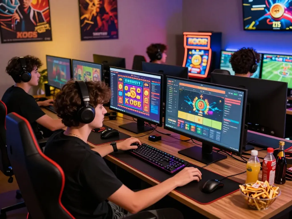 Exciting gaming scene with players enjoying KO66 online platform, showcasing vibrant atmosphere and fun.