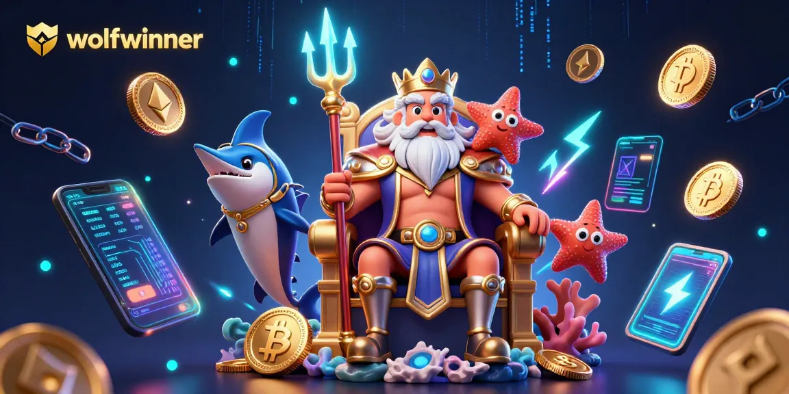 Win big with wolfwinner, revealing Neptune and crypto elements in a dynamic casino scene