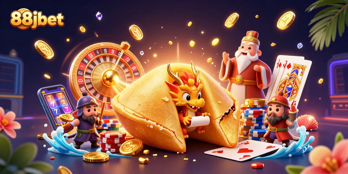 Experience the magic of 88jbet with a vibrant scene of fortune, gold, and playful dragons!