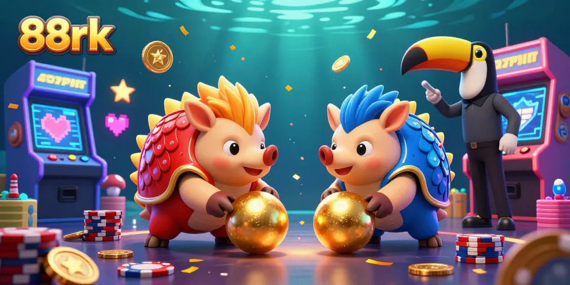 Engage with the vibrant 88rk pangolin bowling scene, filled with poker chips and 3D gaming elements.