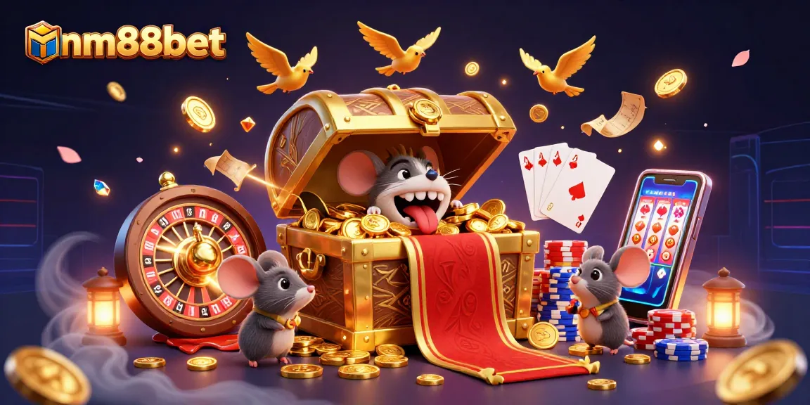 Experience the thrill of mm88bet gaming with a dazzling 3D casino scene rich in treasure and excitement.