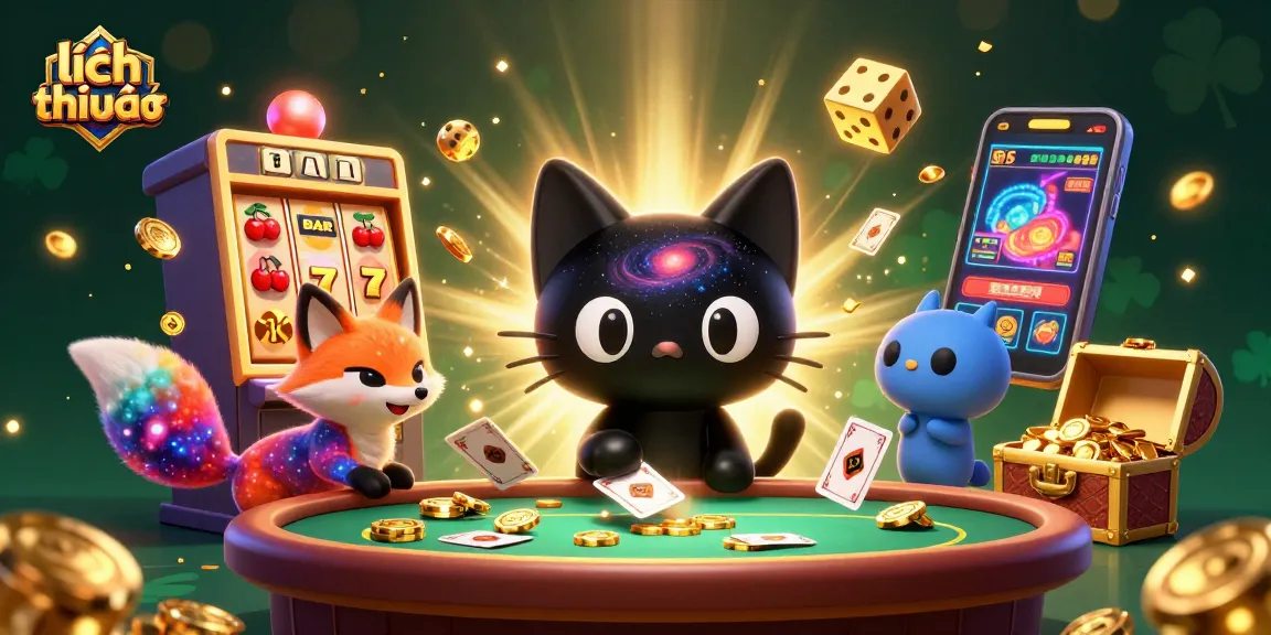 Experience the thrilling lịch thi đấu with cosmic characters in an engaging casino scene.