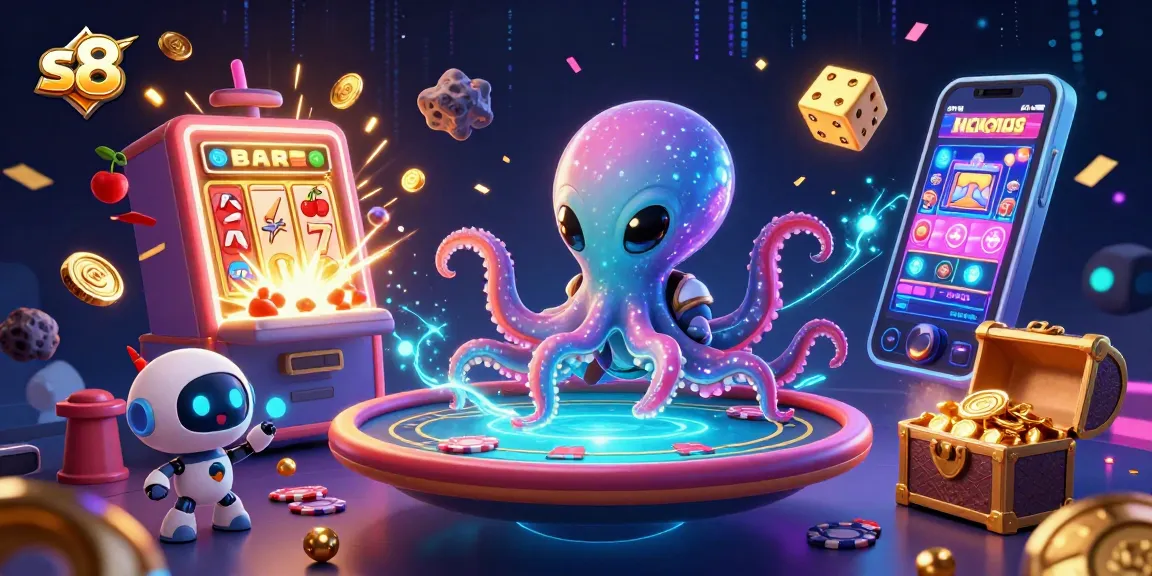 S8 casino fun with an alien octopus playing poker and jackpot surprises all around