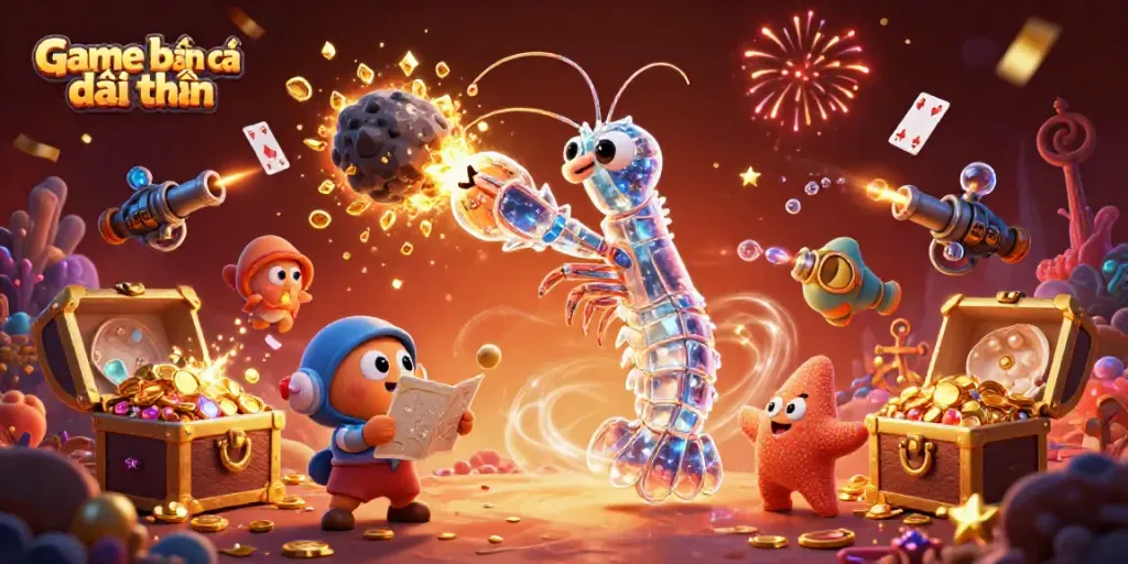 Game bắn cá đổi thưởng features colorful underwater treasures and dynamic characters for exciting gameplay.