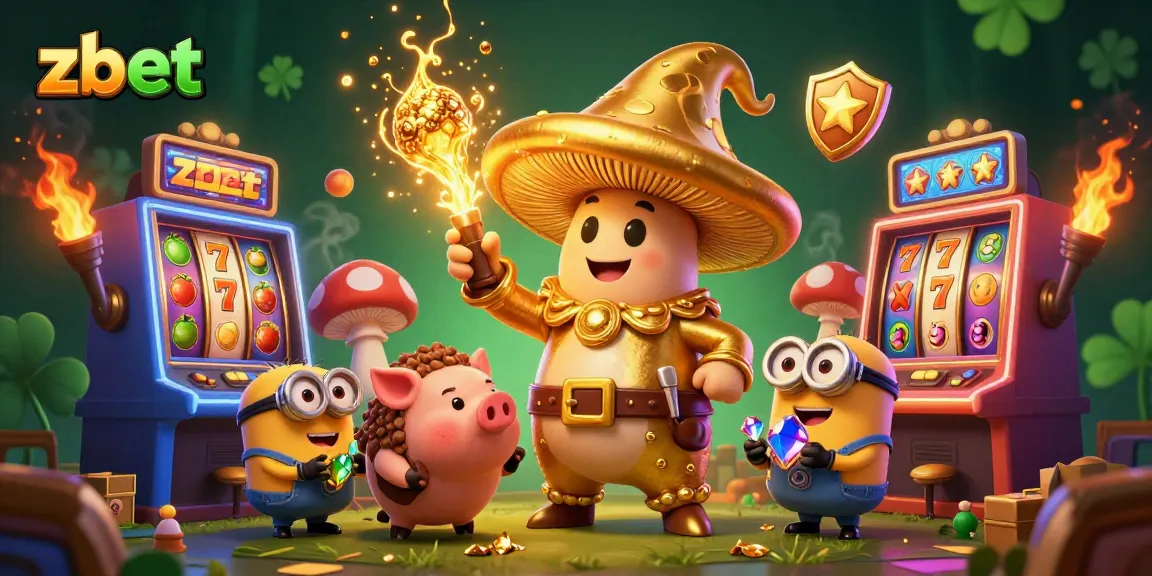 Engage in thrilling gameplay at zbet with golden magic, slot machines, and vibrant game elements.