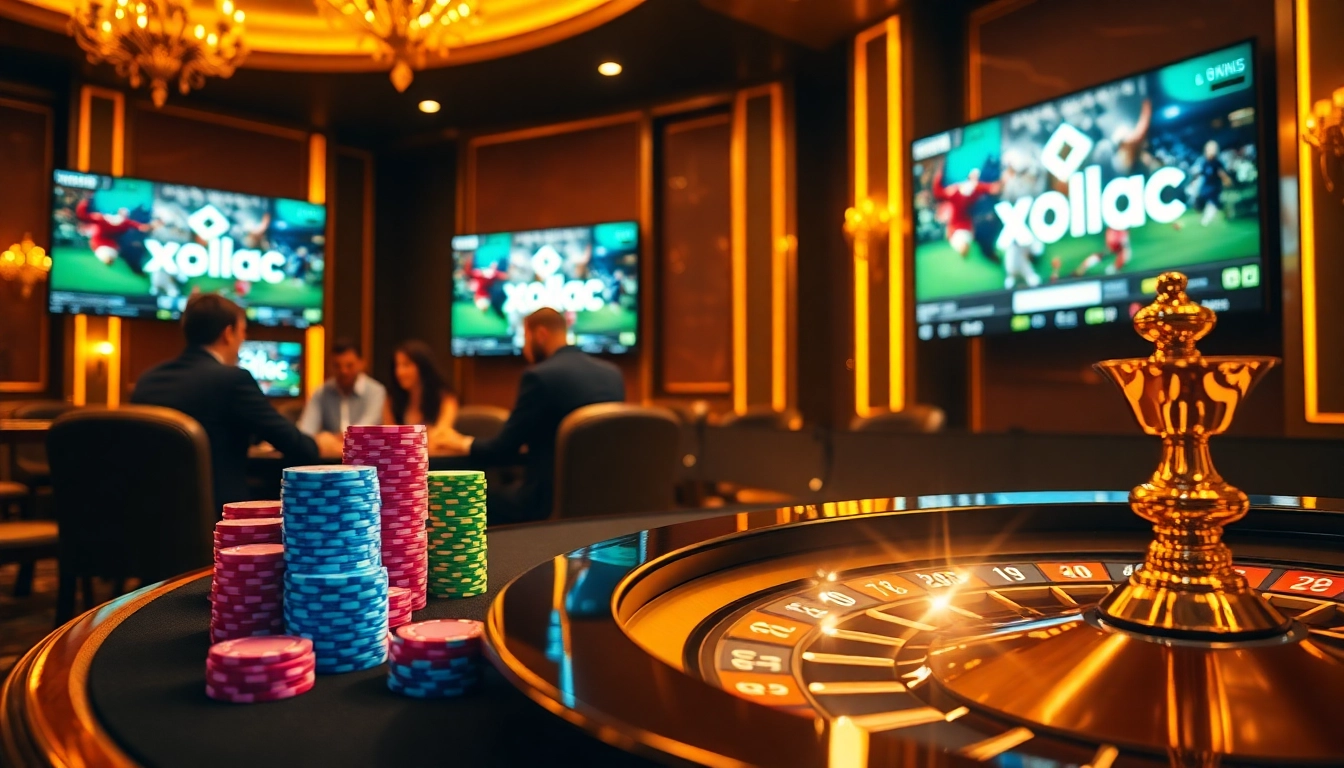 Xoilac engages high-stakes players at a luxury casino table with vibrant chips and exciting gameplay.