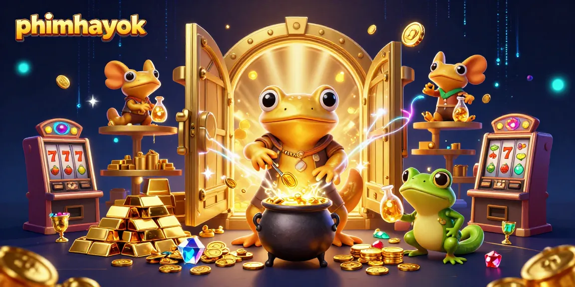 Spin winnings in action at phimhayok with golden alchemist and lavish casino treasures.