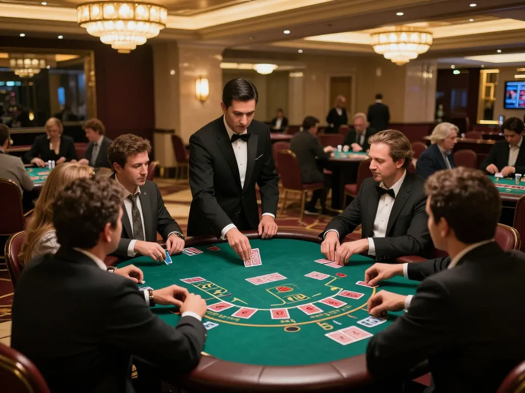 Players enjoying a thrilling blackjack game at an elegant casino featuring VA88 tables and warm ambient lighting.