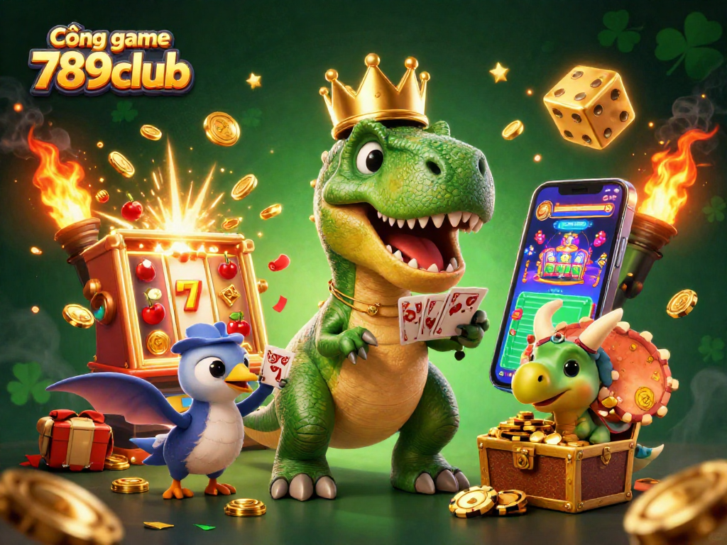 Experience excitement at Cổng game 789club with fun characters and vibrant casino elements.
