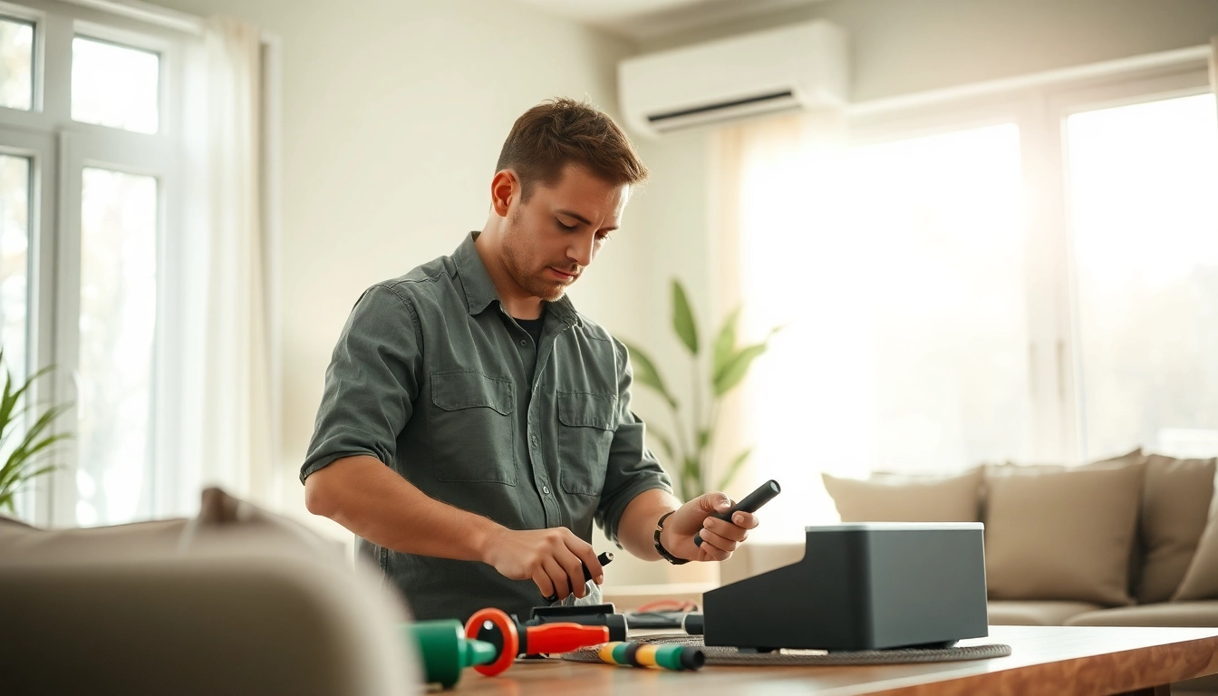 AC Repair Tampa technician repairing an air conditioning unit in a residential setting.
