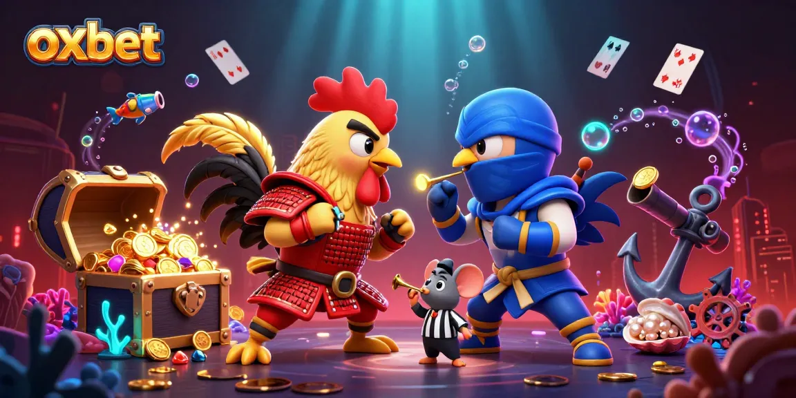 Experience exciting gameplay at oxbet with dynamic roosters battling in a vibrant 3D casino scene.