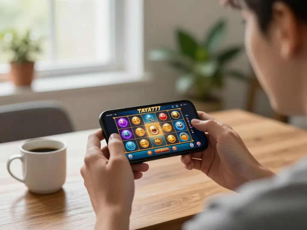 Player placing bets on TAYA777 GCash app while enjoying mobile gaming at home.