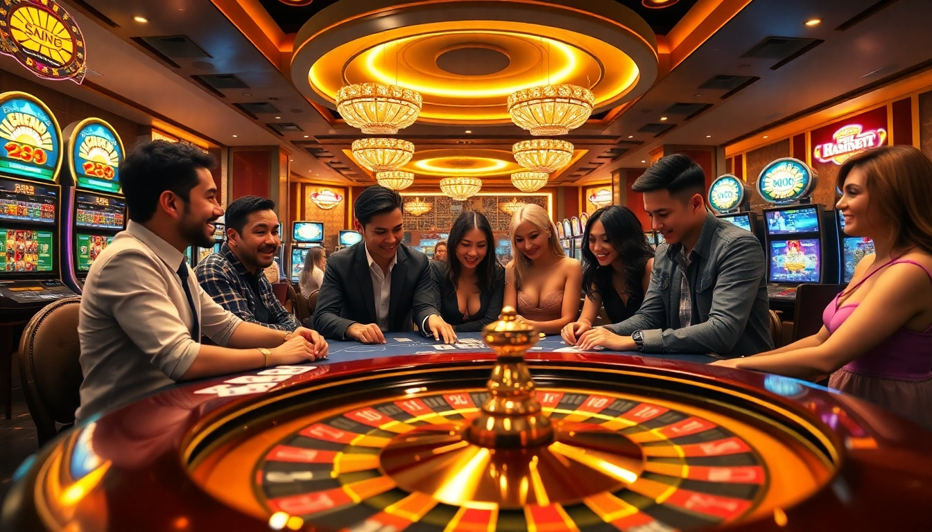 Engaged players at Nhà Cái FB88 gaming table featuring poker chips and cards