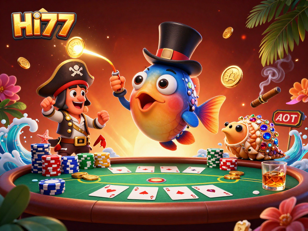 Engage in HI77 with thrilling features like poker tables and vibrant characters to enhance your betting experience.