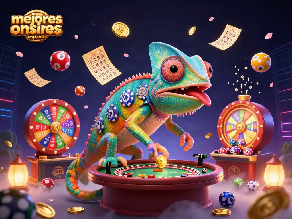 Ilustración 3D cautivadora de los mejores casinos online España, destacando juegos emocionantes y premios.