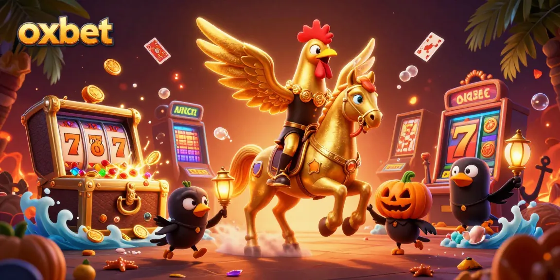 Experience the thrilling oxbet slots with a vibrant 3D casino scene full of action and energy.