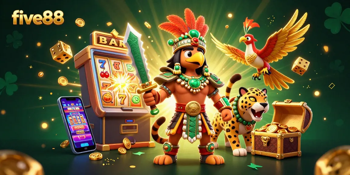 Spin the reels with five88's vibrant jackpot thrills in an explosive casino scene