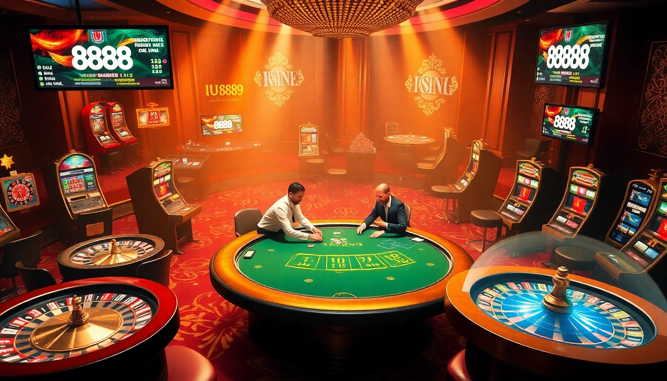 Experience the excitement of U 888 at a luxurious online casino with poker action and vibrant games.