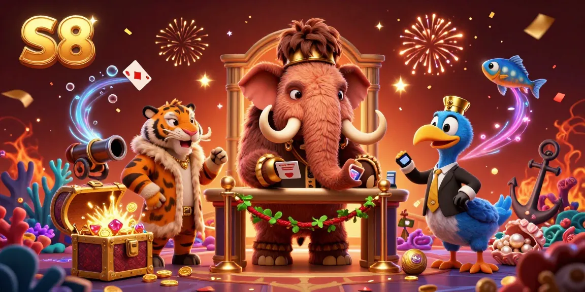 S8 invites players to experience the ultimate jackpot gaming adventure in this vibrant casino-themed illustration.