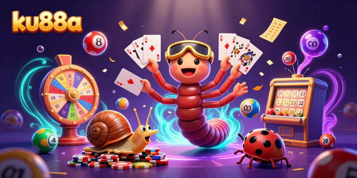 Experience thrilling gambling action with ku88a's vibrant casino scene featuring a cartoon dealer