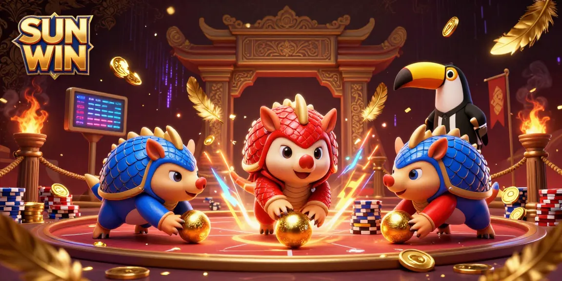 Engage with the thrilling world of SUN WIN as pangolins battle through poker chips in an electrifying 3D arena!