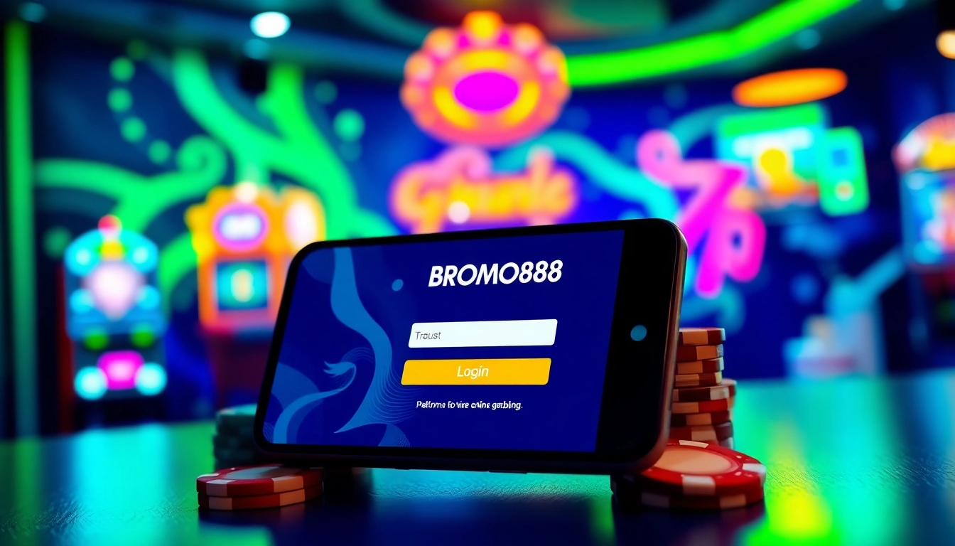 BROMO888 login interface showcasing an engaging online gambling experience.