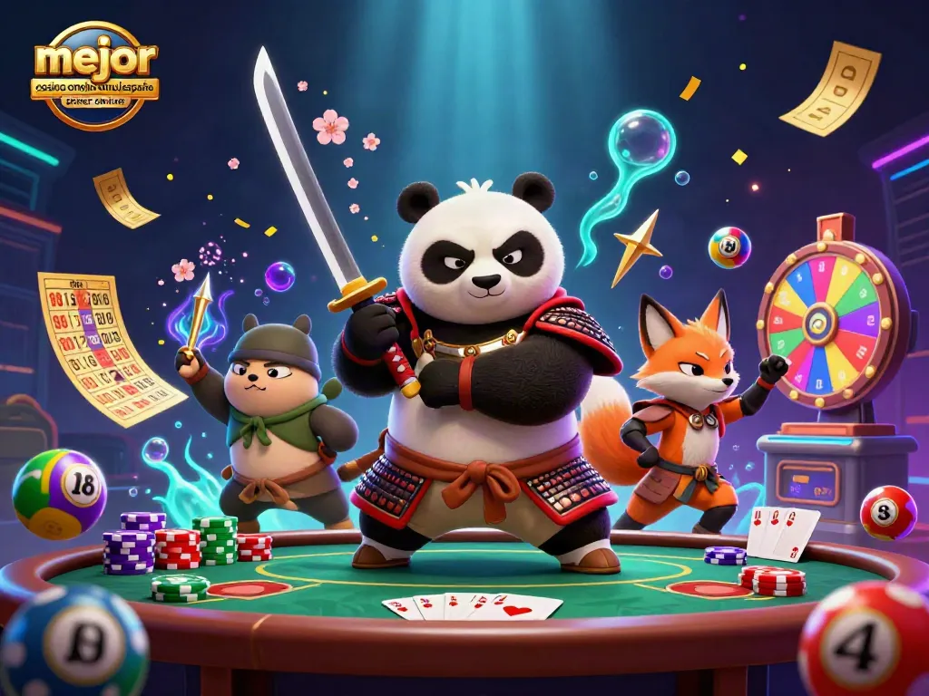 Juega en el mejor casino online España poker online con el panda samurái y el zorro ninja, rodeados de acciones emocionantes.