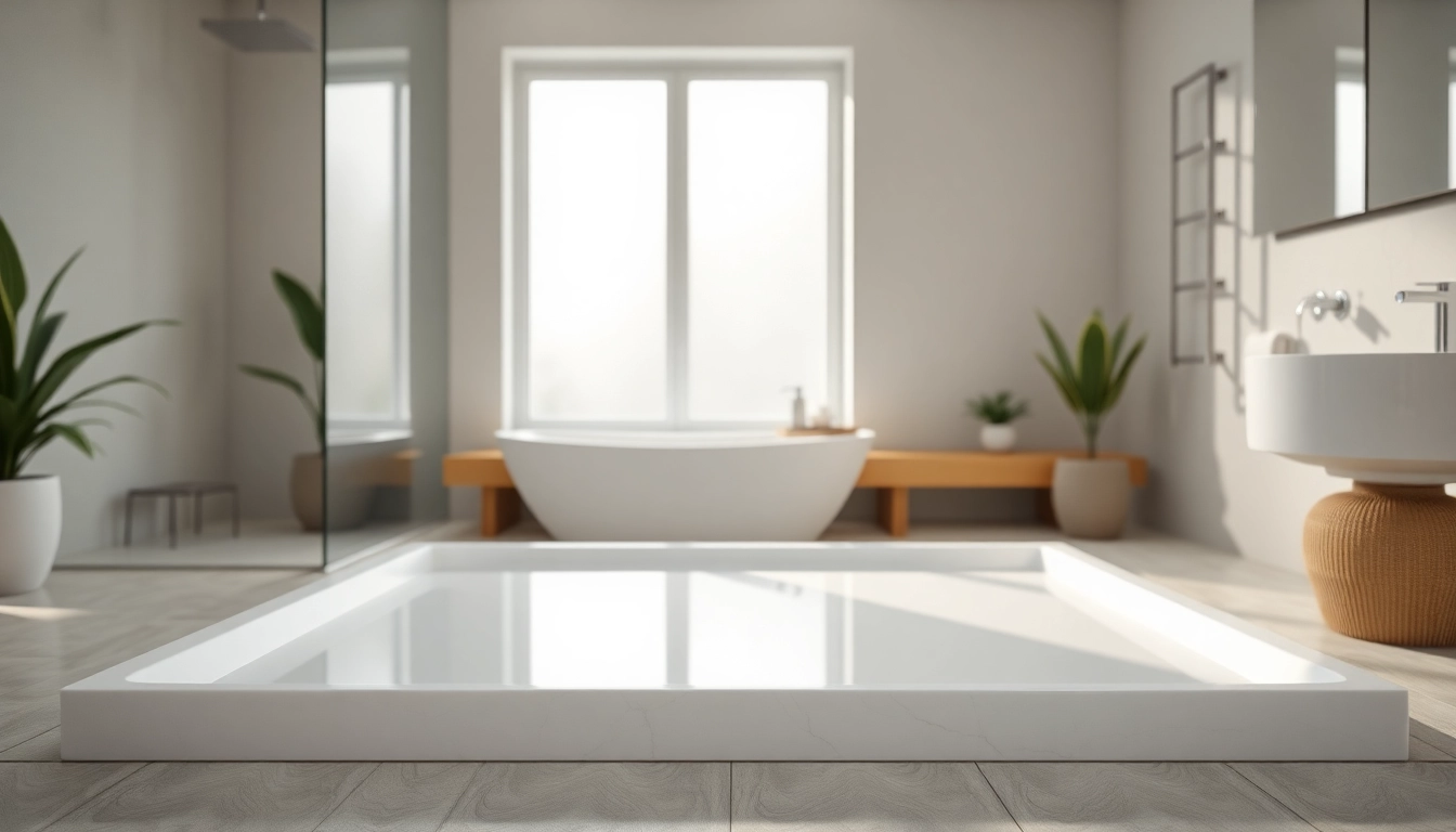Elevated view of elegant shower bases showcasing modern design and smooth finish.