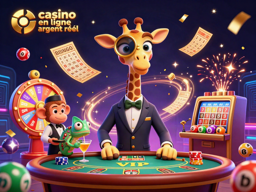 Jouez au casino en ligne argent réel avec des personnages animés dans un cadre festif.