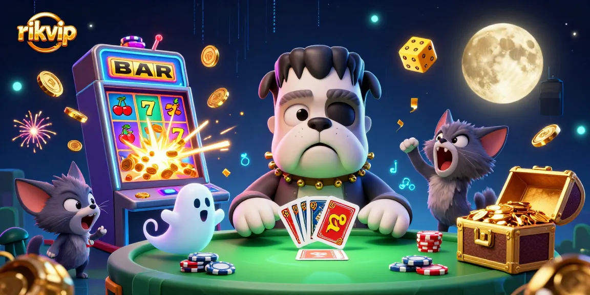 Experience thrilling gameplay at rikvip with a vibrant casino scene featuring playful characters and dynamic game elements.