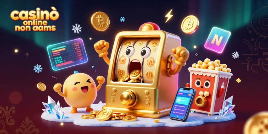 Casinò online non AAMS: slot machine d'oro che festeggia il jackpot con monete d'oro volanti