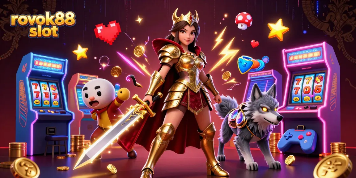 Play exciting rokok88 slot with thrilling characters and vibrant casino game elements.
