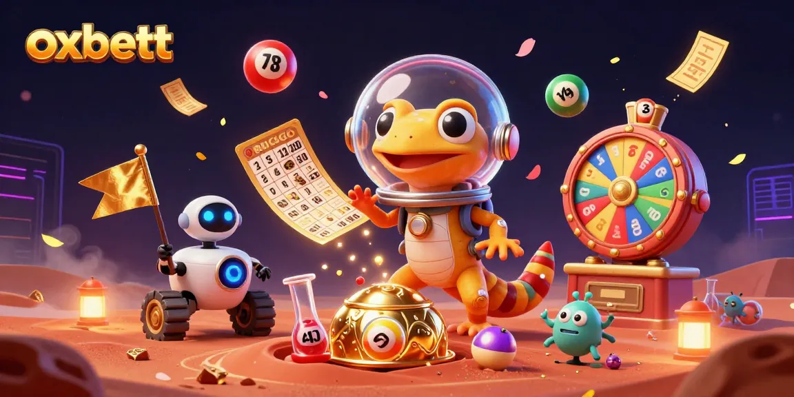Bet on excitement with Oxbett in this vibrant 3D casino illustration showcasing lottery fun.