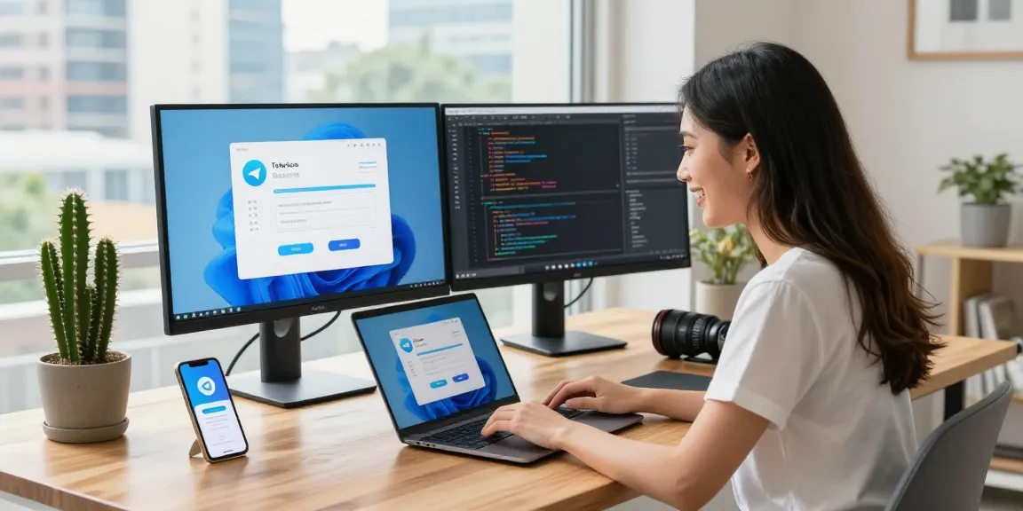 Discover seamless communication with Telegram download in a modern workspace setting.