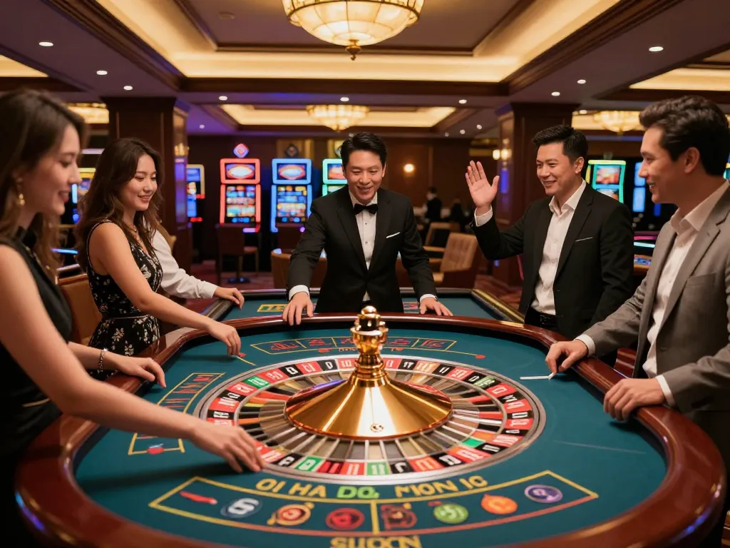 Pemain roulette Paris terlibat dengan semangat selama permainan di kasino yang meriah.