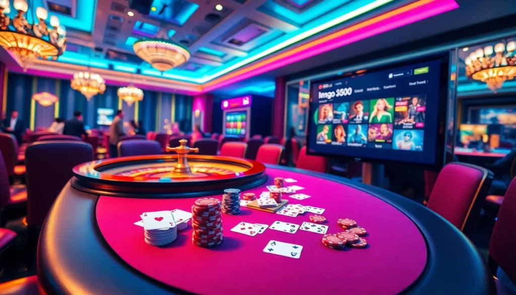 Action-packed scene illustrating go999 poker excitement with vibrant casino elements.