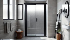 Enhance your bathroom's elegance with stunning black frame shower doors. Stylish design and modern aesthetics.