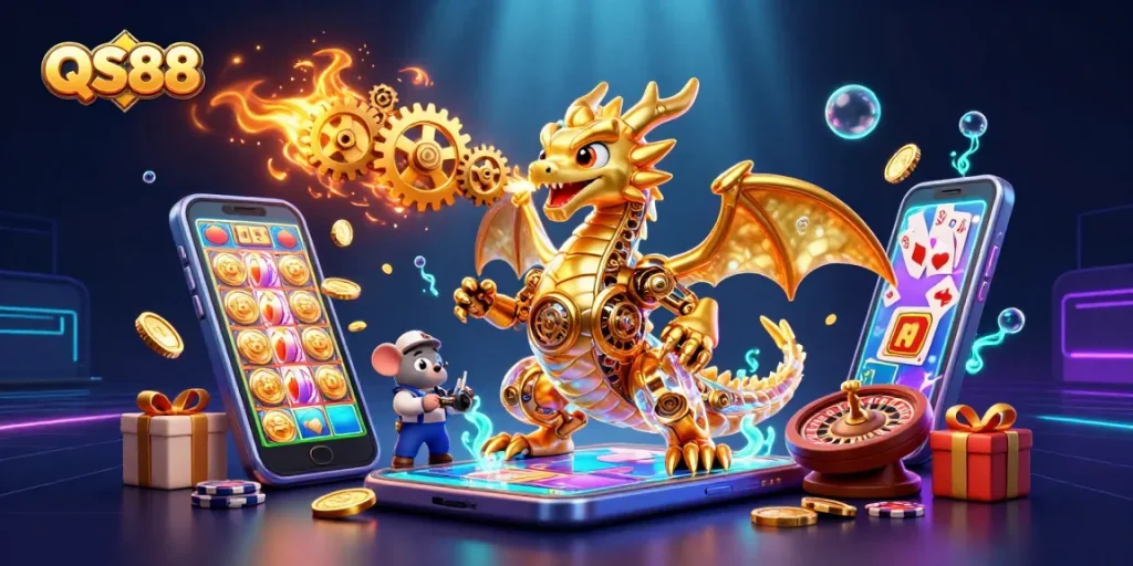 Engage in exciting casino gameplay with QS88, featuring a unique dragon and action-packed slots.