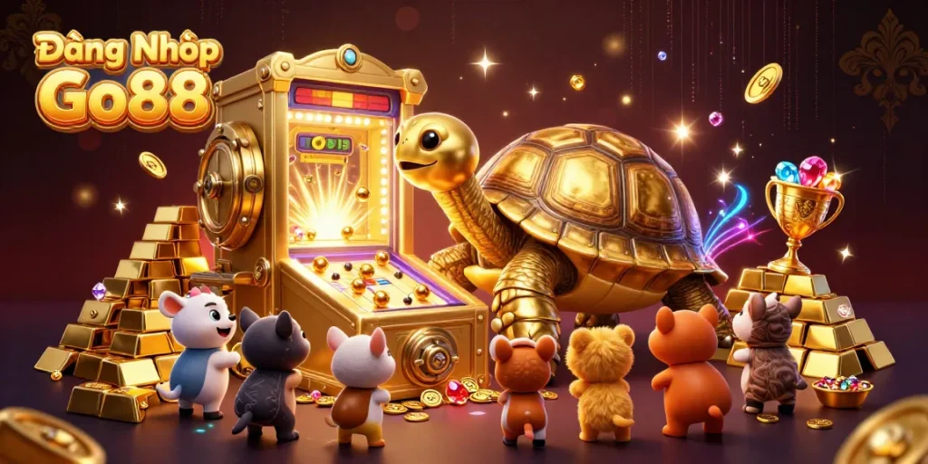 Experience Đăng Nhập Go88 with an exciting casino adventure in a vibrant illustration filled with treasures.