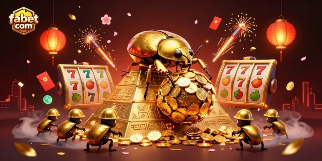 Experience the excitement of fabet com with a dynamic casino-themed 3D illustration.