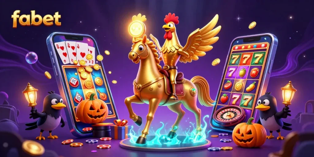 Experience the enchanting fabet casino adventure, featuring a golden rooster and magical elements in a vibrant 3D scene.