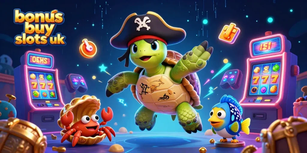 Engage with bonus buy slots UK as vibrant characters explore thrilling casino adventures.